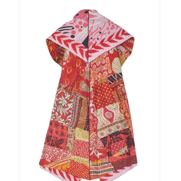 Vibrant Red and Yellow Women's Cardigan Vest - Picture 5 of 8